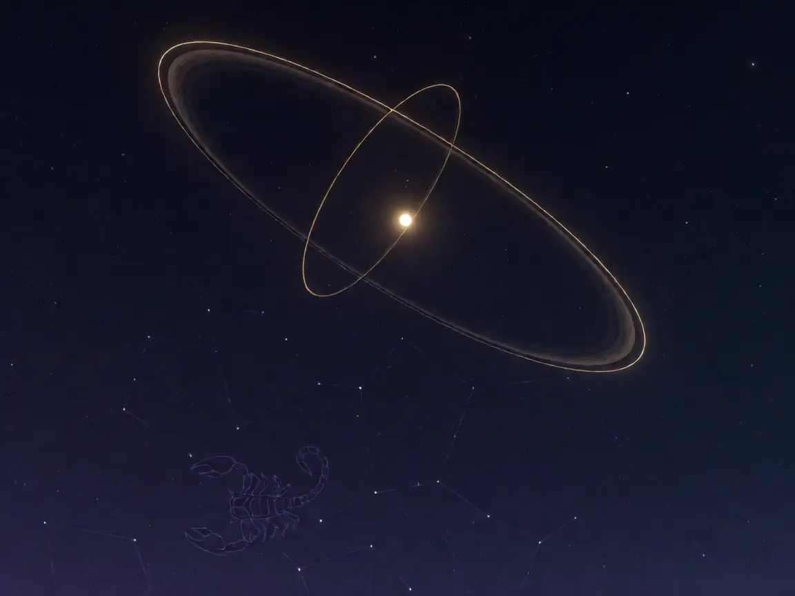 A bright planet tracing a retrograde loop backward across a dark indigo sky